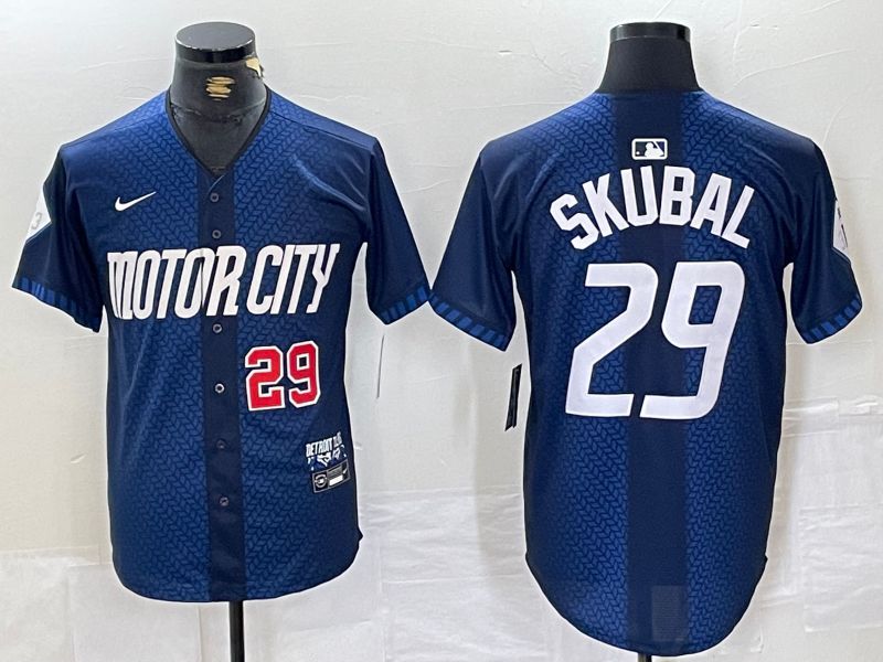 Men Detroit Tigers #29 Skubal Blue City Edition Nike 2024 MLB Jersey style 3